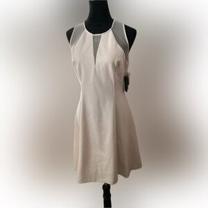 GUESS womens soft pink dress with sheer mesh V-front & back shoulders. Size 12